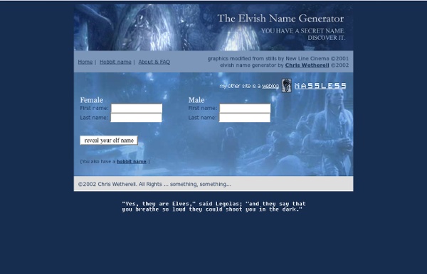 The Elvish Name Generator