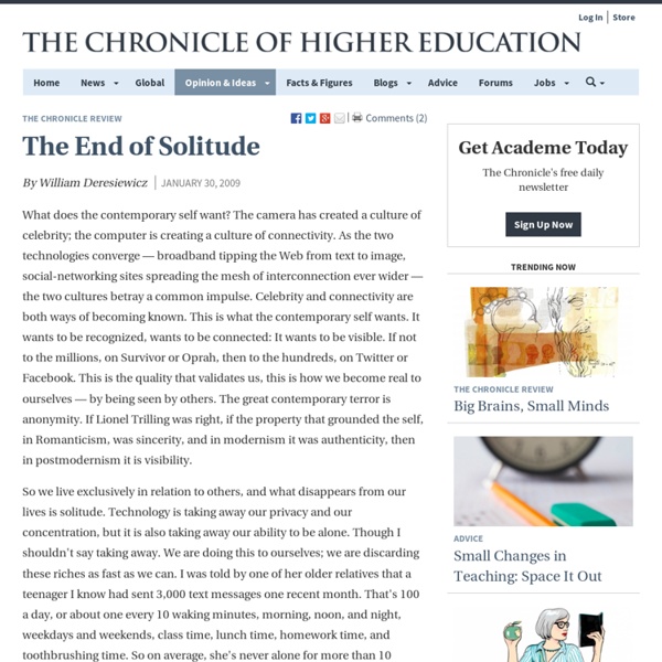 The End of Solitude - The Chronicle Review