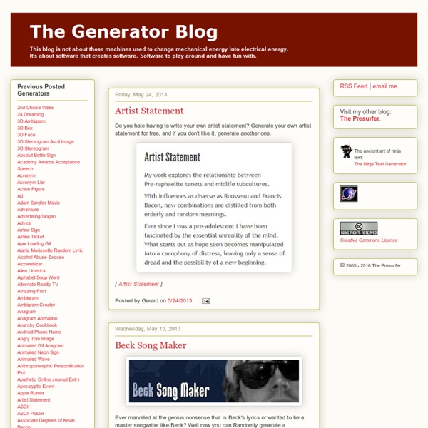 The Generator Blog