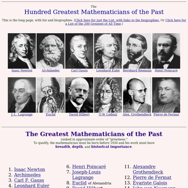 The Thirty Greatest Mathematicians