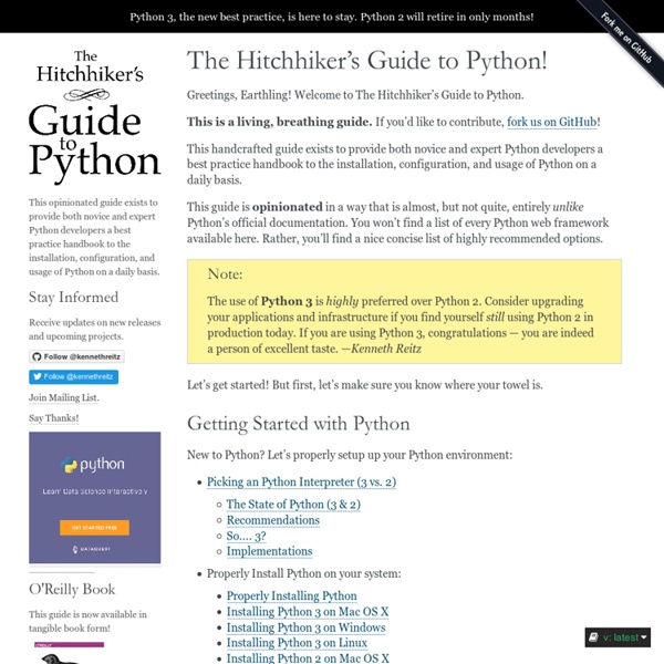 The Hitchhiker’s Guide to Python! — pythonguide 0.0.1 documentation