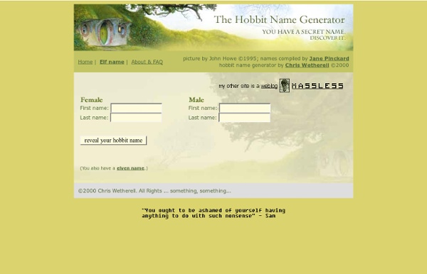 The Hobbit Name Generator | Pearltrees