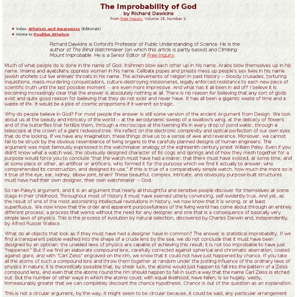 The Improbability of God