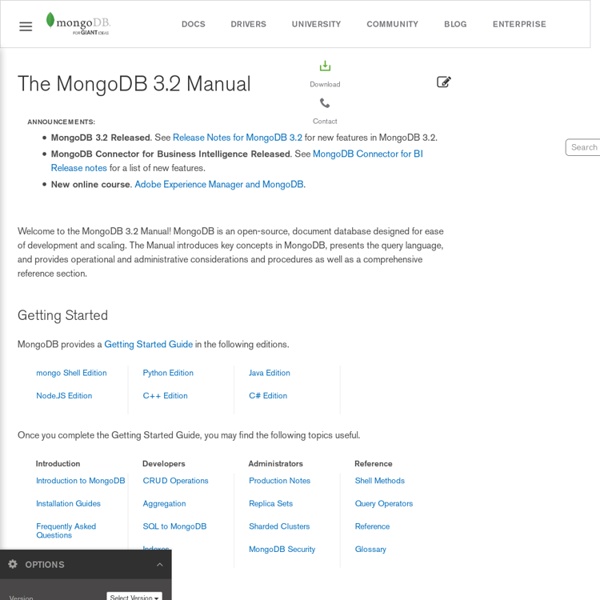 The MongoDB Manual — MongoDB Manual