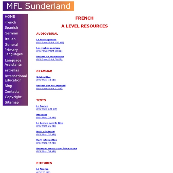 MFL Sunderland French A'Level Resources