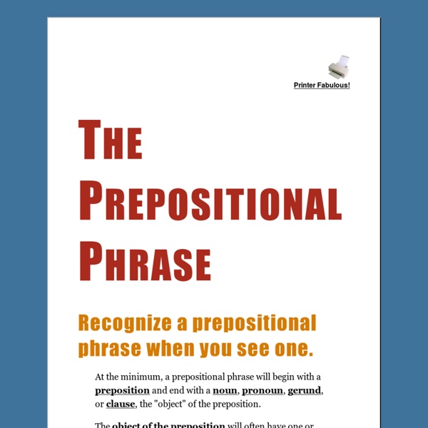 The Prepositional Phrase