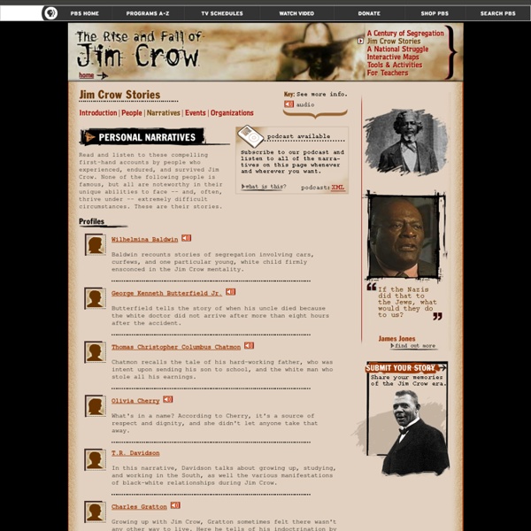 The Rise and Fall of Jim Crow. Jim Crow Stories