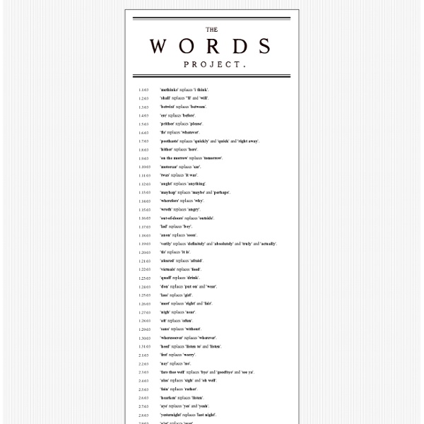 The words project. word list.
