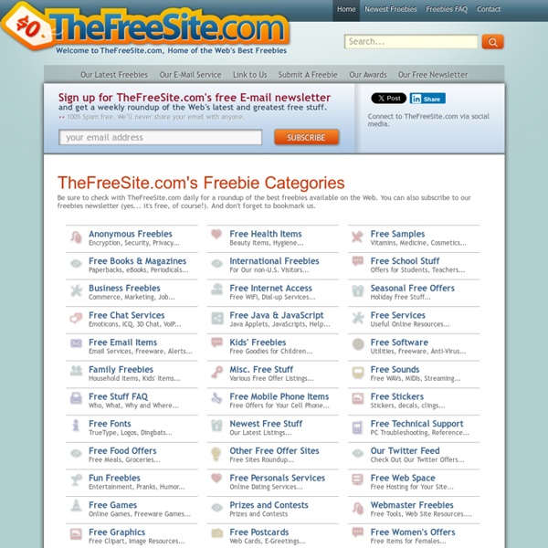 TheFreeSite.com offers free stuff, freebies, freeware, samples, downloads, email, games, free software, fonts, Webmaster programs, MP3s, sweepstakes, contests, coupons, catalogs