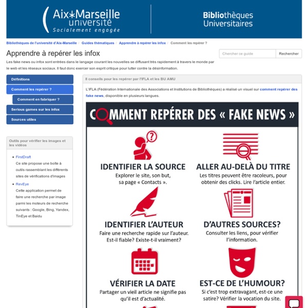 Comment les repérer ? - Apprendre à repérer les infox - Guides thématiques at Aix Marseille Université