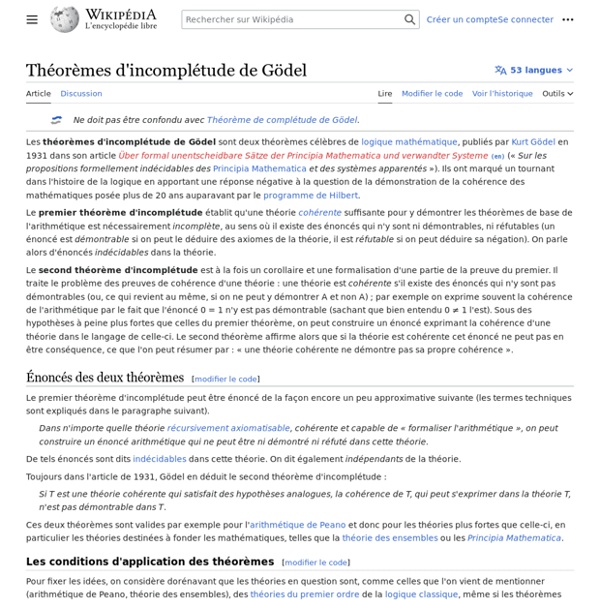 Théorèmes d'incomplétude de Gödel