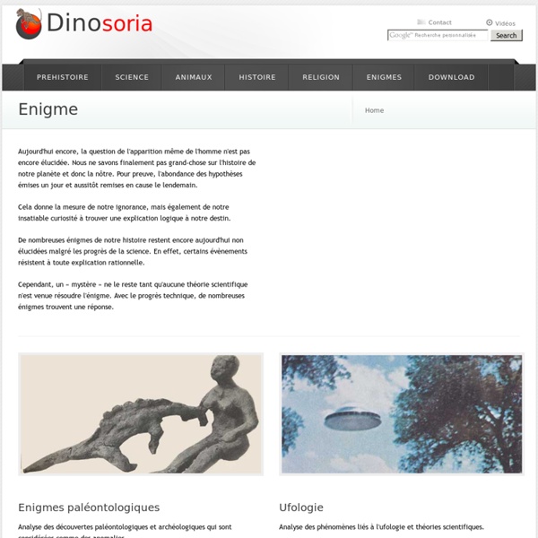Enigme. Mystere. Theories et Solutions. Dinosoria
