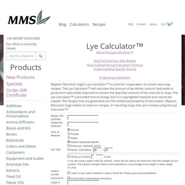MMS - Lye Calculator