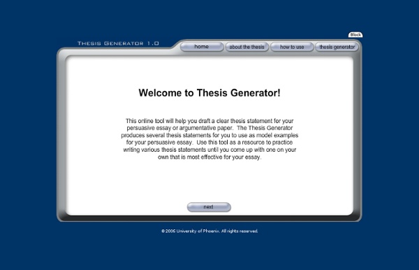 Thesis Statement Builder: Home