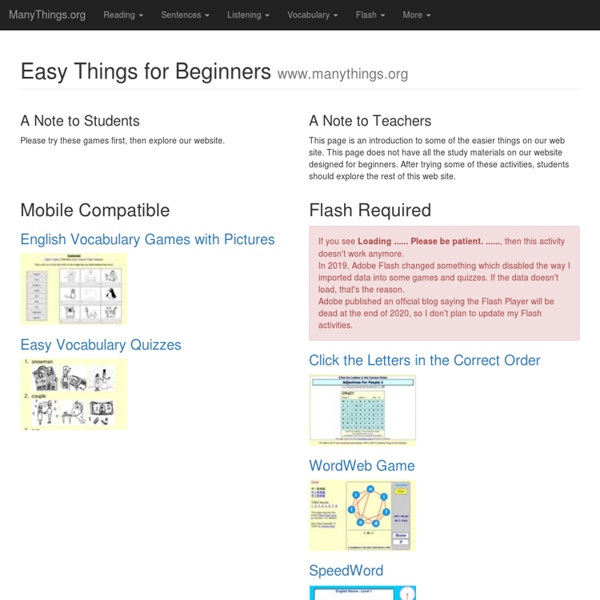 Easy Things for Beginners - www.ManyThings.org