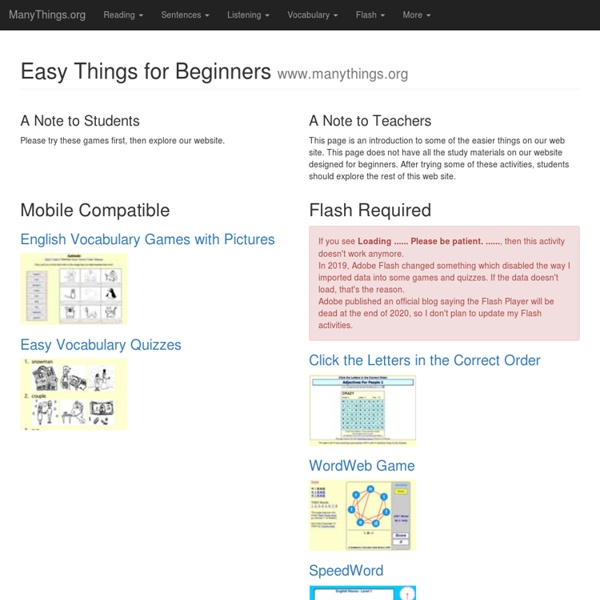 Easy Things for Beginners - www.ManyThings.org
