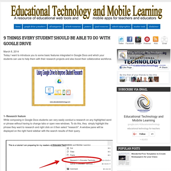 Educational Technology and Mobile Learning: 9 Things Every Student Should Be Able to Do with Google Drive