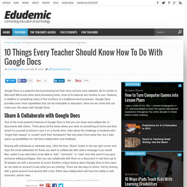 10 Things Every Teacher Should Know How To Do With Google Docs