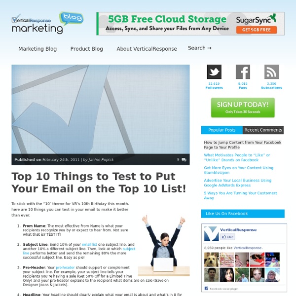 Top 10 Things to Test to Put Your Email on the Top 10 List!