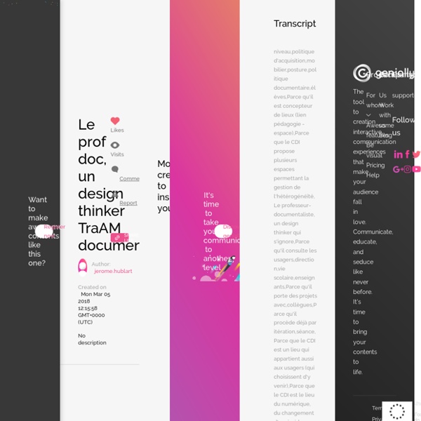 Le prof doc, un design thinker TraAM documentation by jerome.hublart on Genial.ly