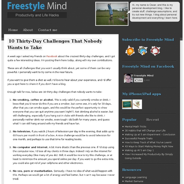10 Thirty-Day Challenges That Nobody Wants to Take