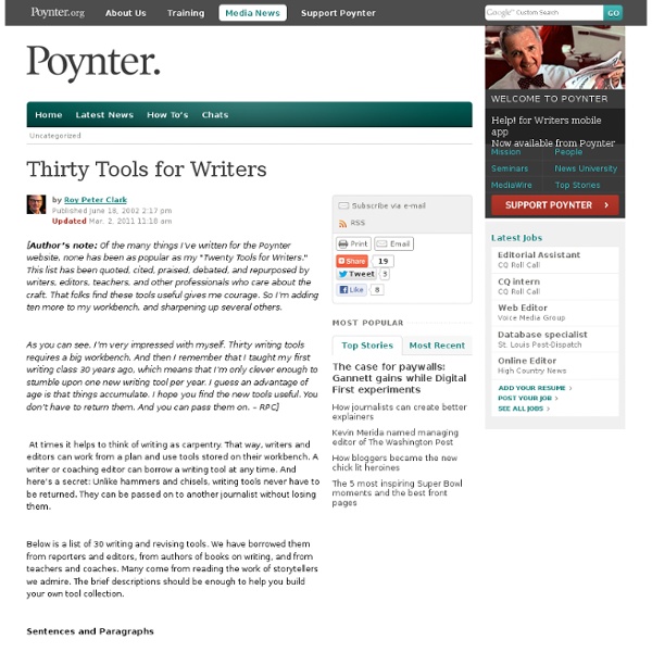 Thirty Tools for Writers