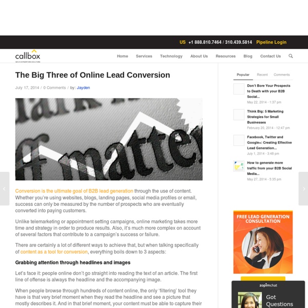 The Big Three of Online Lead Conversion