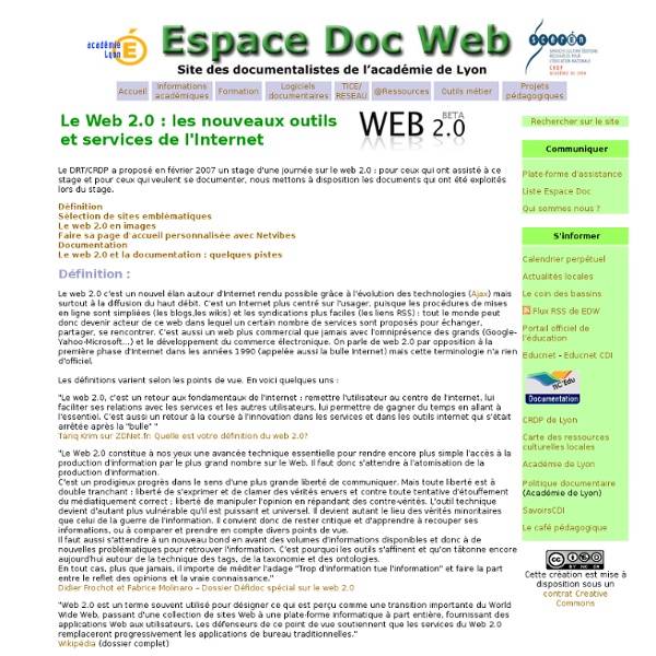 TICE : web 2.0- Espace Doc Web - Académie de Lyon