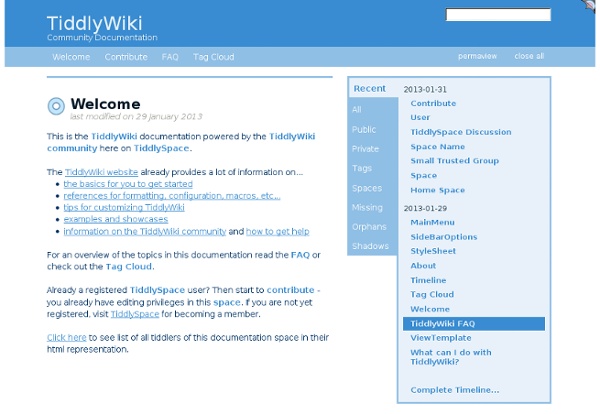 Tiddlywiki - a TiddlySpace