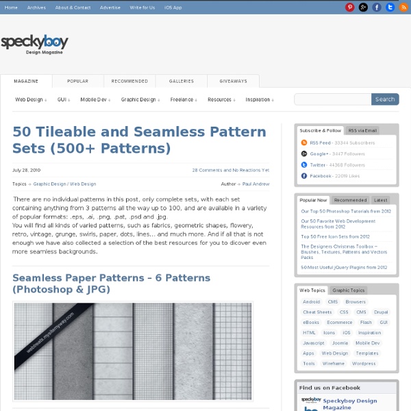 50 Tileable and Seamless Pattern Sets (500+ Patterns)