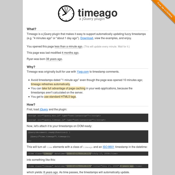 Timeago: a jQuery plugin