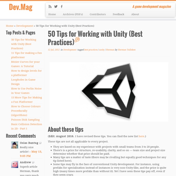 50 Tips for Working with Unity (Best Practices) » devmag.org.za