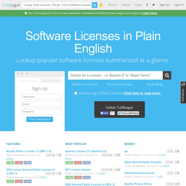 TLDRLegal - Software Licenses Explained in Plain English
