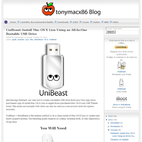 UniBeast: Install Mac OS X Lion Using an All-In-One Bootable USB Drive - Pale Moon