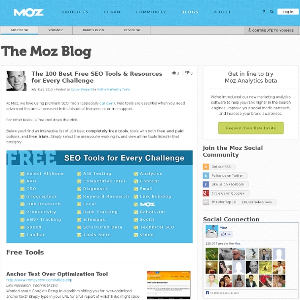 The Best 100 Free SEO Tools & Resources Online - Interactive