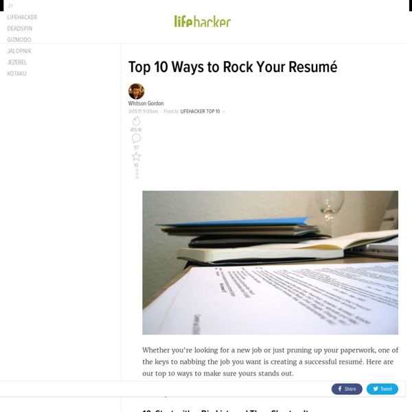 Top 10 Ways to Rock Your Resumé - StumbleUpon