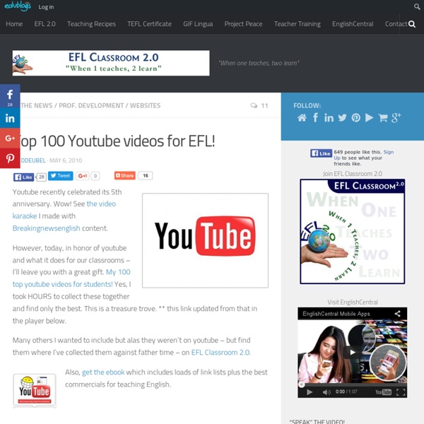 Top 100 Youtube videos for EFL!