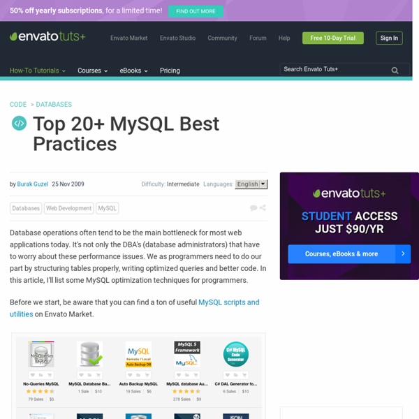 Top 20+ MySQL Best Practices