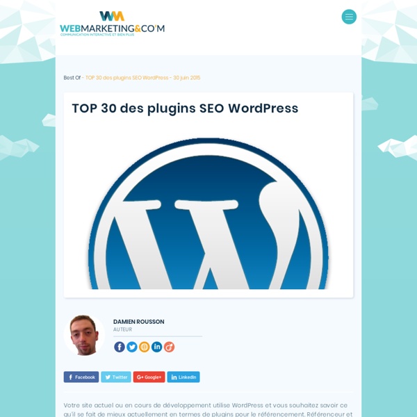 TOP 30 des plugins SEO Wordpress