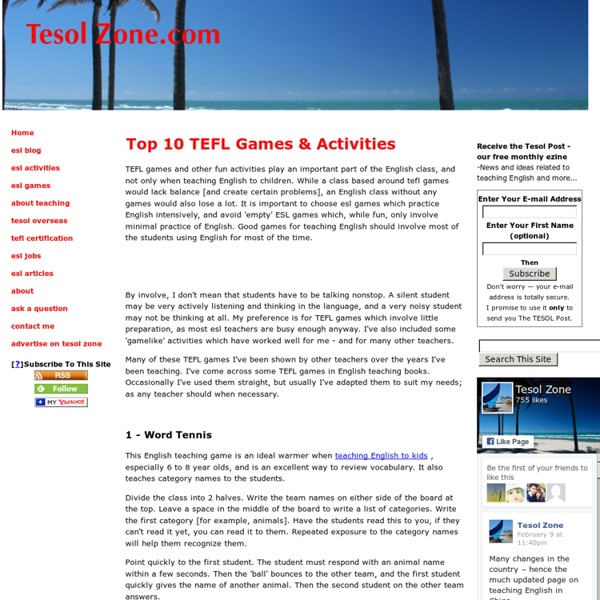 Top 10 TEFL Games and Activities