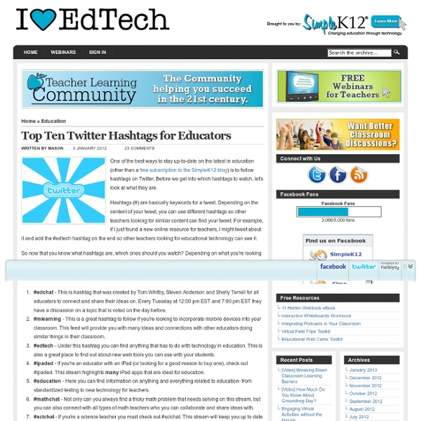 Top Ten Twitter Hashtags for Educators