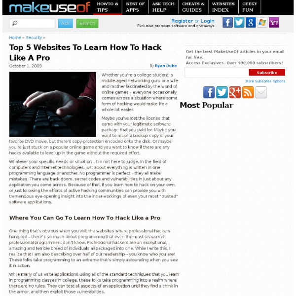 Top 5 Websites To Learn How To Hack Like A Pro - StumbleUpon