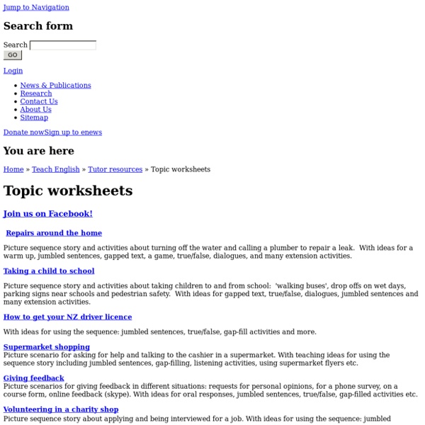 Topic worksheets