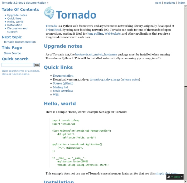 Tornado Web Server — Tornado 4.1 documentation