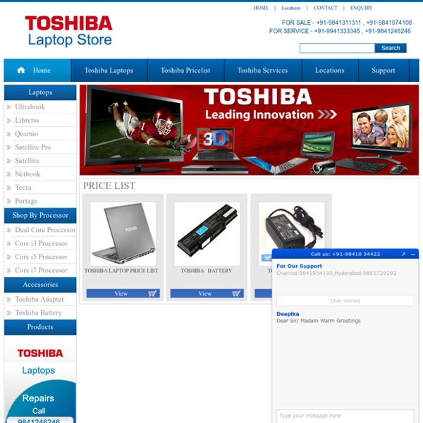 Toshiba laptops Pricelist in Chennai