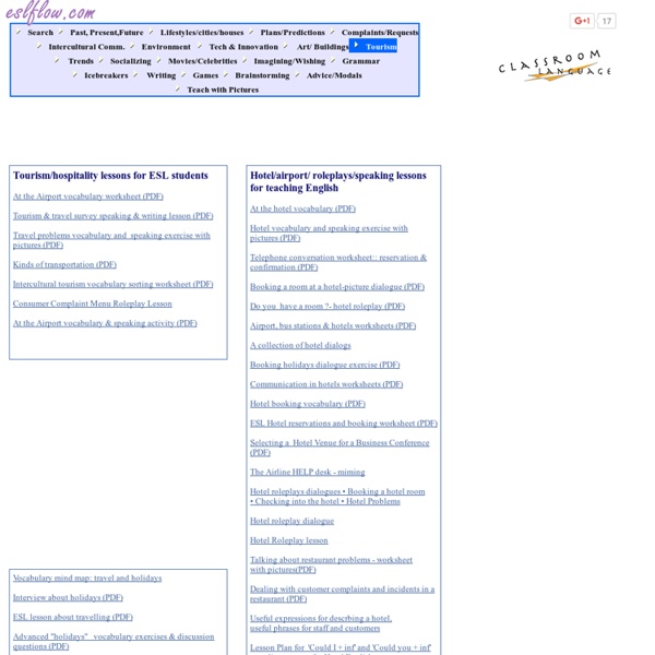 ESL hotel & tourism lesson plans for ESL Teachers: eslflow webguide