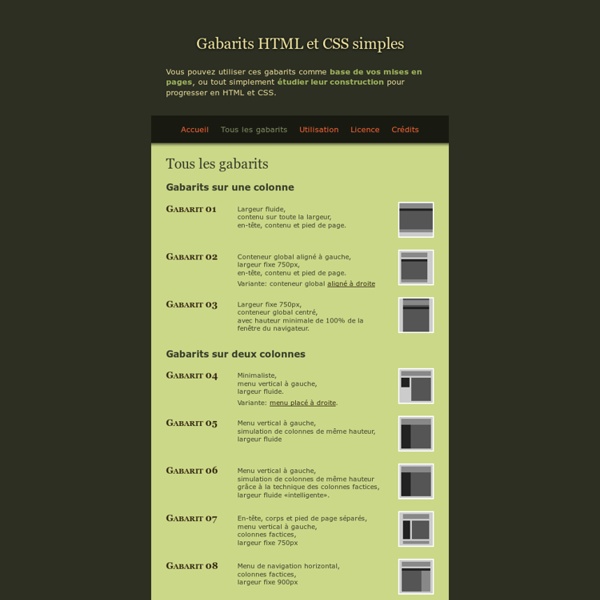 Tous les gabarits — Gabarits HTML-CSS