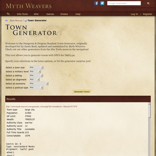 Town Generator for D&D
