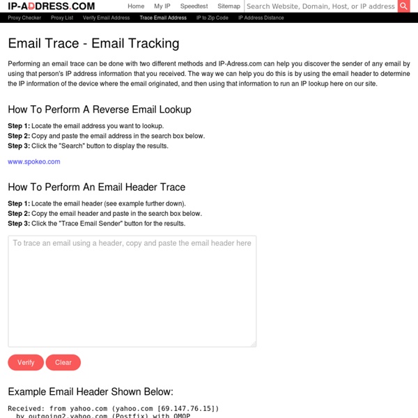 Email Trace - Trace Email and find out who is the email owner. Email address header trace.
