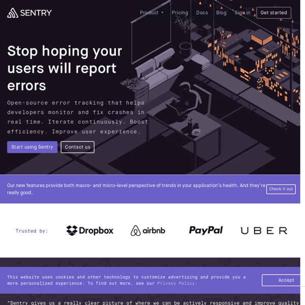 Sentry: Track exceptions with modern error logging for JavaScript, Python, Ruby, Java, and Node.js